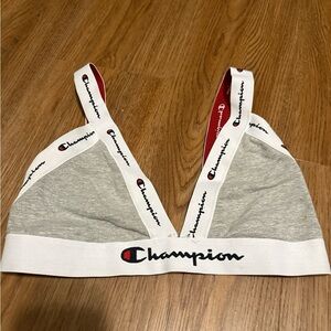 Champion Gray and White Bralette with Red Accents